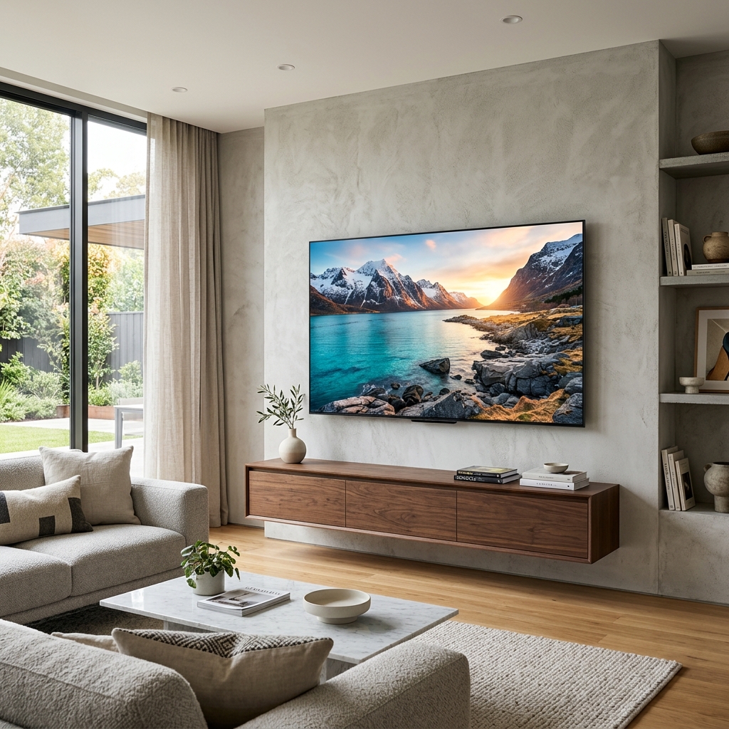Flush Wall TV Mount & Floating Shelf